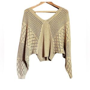 NWT! Thinkable gold crochet knit sweater